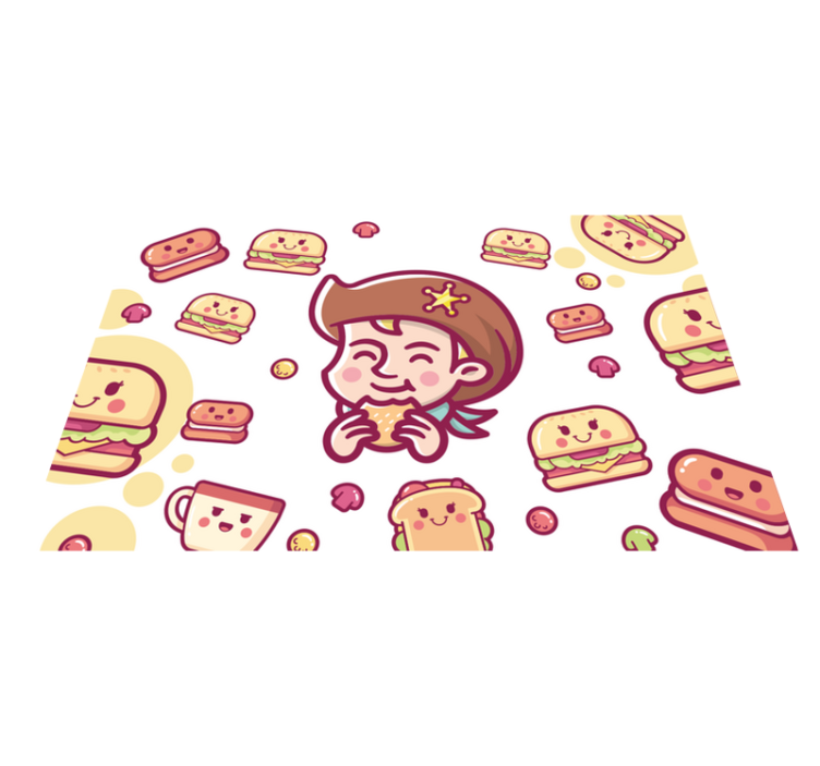 Podmetač djeca veseli klinac uživa u burgerima - TenStickers
