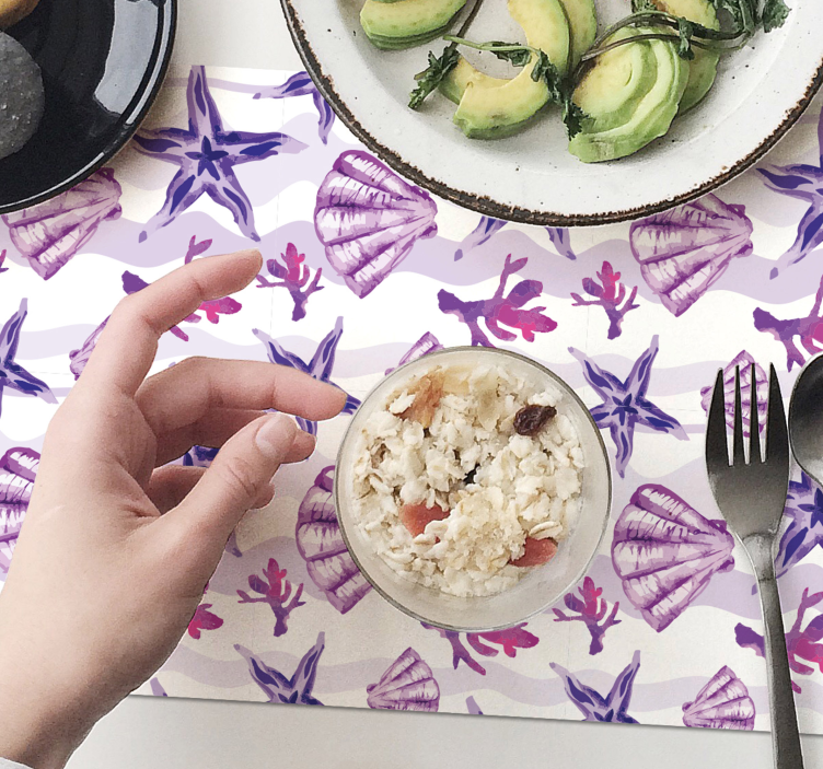 Ljubičaste podmetače od školjki i morskih zvijezda - TenStickers