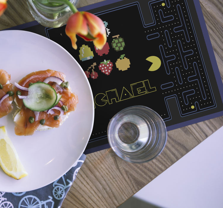 Pac man igra djecu placemati - TenStickers