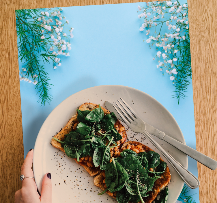 Plava podloga s cvijećem originalni podmetači - TenStickers