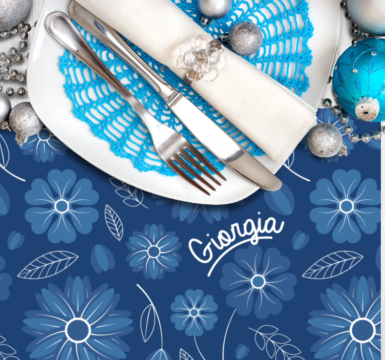 Plavi cvijet elegantni dizajn prilagođeni naziv podmetač - TenStickers