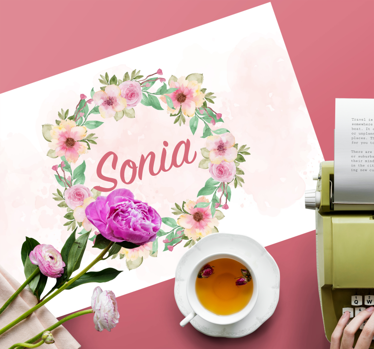 Podmetač s imenom akvarel cvijeće - TenStickers