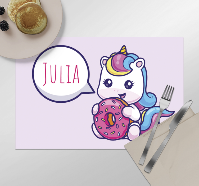 Podmetač s imenom unicorn s donutom - TenStickers