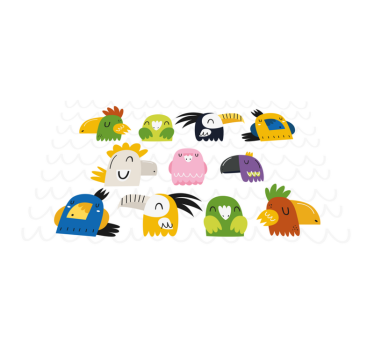 Podmetač djeca s šarenim glavama ptica - TenStickers