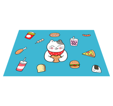 Podmetač djeca slatka mačka koja jede - TenStickers