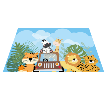 Podmetač djeca scena životinjskog safarija - TenStickers