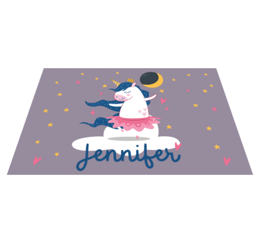 Balerina jednorog na oblaku personalizirane prostirke za stol - TenStickers