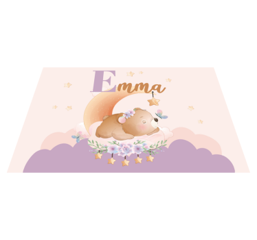 Podmetač djeca medvjed spava s zvijezdama - TenStickers