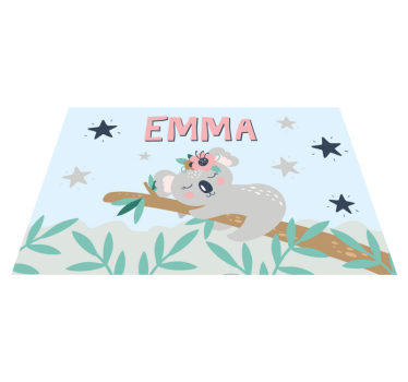 Slatka koala za djevojčicu s imenom dječja prostirka za stol - TenStickers