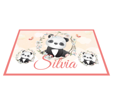 Slatke životinje panda s imenom dječja podloga za stol - TenStickers