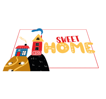 Podmetač djeca Šarena kućna scena - TenStickers
