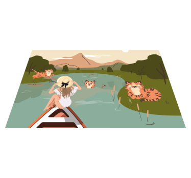 Podmetač djeca razigrana scena tigrova - TenStickers