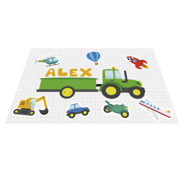 Podmetač s imenom različiti karikaturalni prijevozRazličiti karik - TenStickers