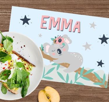Slatka koala za djevojčicu s imenom dječja prostirka za stol - TenStickers