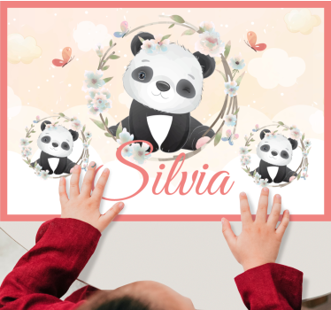 Slatke životinje panda s imenom dječja podloga za stol - TenStickers