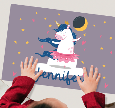 Balerina jednorog na oblaku personalizirane prostirke za stol - TenStickers