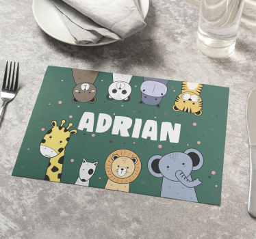 Crtići sa životinjama s personaliziranim otiračima za stol - TenStickers