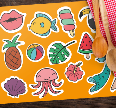 Ljetna hrana i životinje djeca prostirka za stol - TenStickers