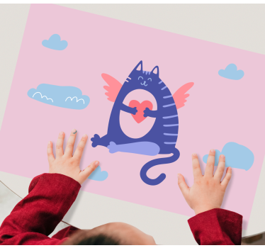 Podmetač djeca mačka koja drži srce - TenStickers