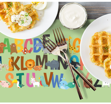 Podmetač djeca prikaz životinjskog abecednog reda - TenStickers