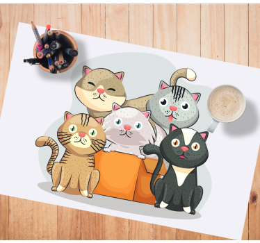 Podmetač djeca s simpatičnim mačjim licima - TenStickers