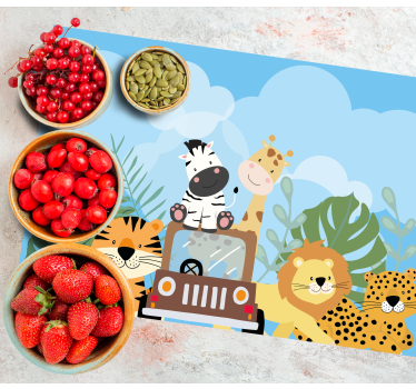 Podmetač djeca scena životinjskog safarija - TenStickers