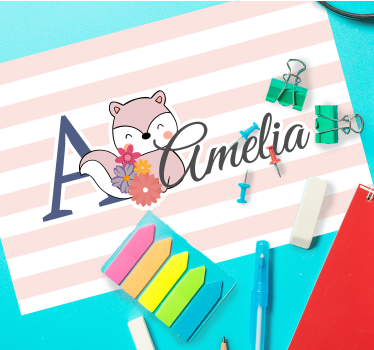 Podmetač djeca slatki lisac s cvijećem - TenStickers
