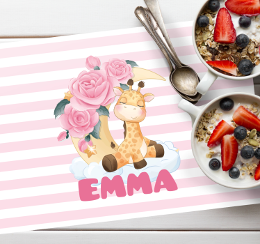 Podmetač djeca žirafa s ružama - TenStickers