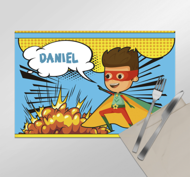 Podmetač s imenom komični super heroj - TenStickers