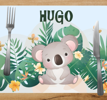 Slatka koala za dječaka s imenom dječja prostirka za stol - TenStickers