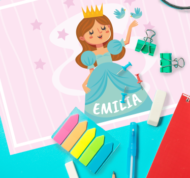 Slatka princeza sa zvijezdama i pticama dječja podloga za stol - TenStickers
