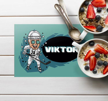 Smiješni hokejaš s personaliziranim otiračima za stol - TenStickers