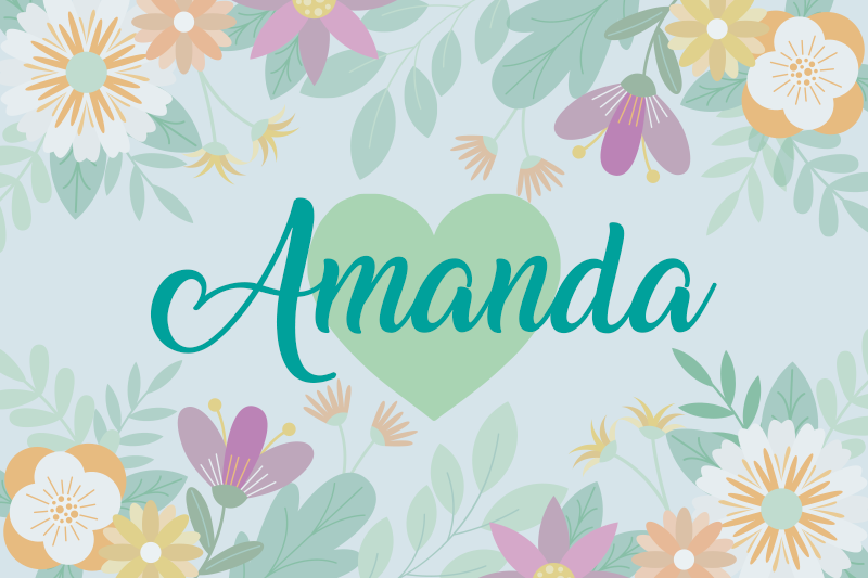 Podmetač s imenom cvjetno srce amanda - TenStickers