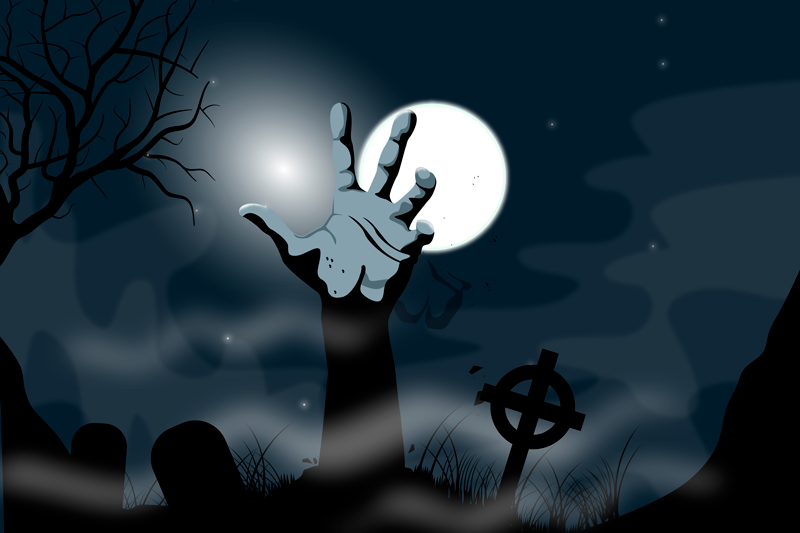 Posteljina s jezivom scenom groblja - TenStickers