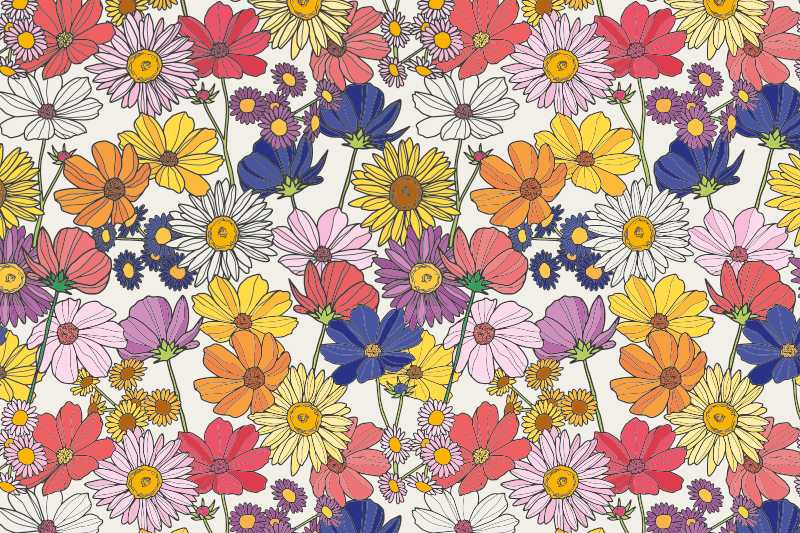 Podmetač djeca s vibrantnim biljnim aranžmanom - TenStickers