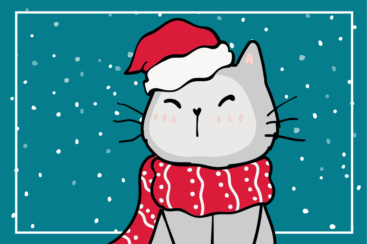 Podmetač božić veseli mačak djed mraz - TenStickers
