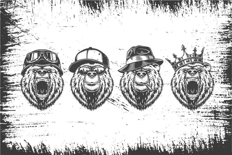 Podmetač izvornik s modernim portretima medvjeda - TenStickers