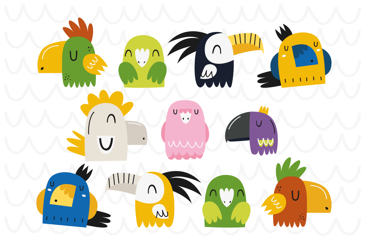 Podmetač djeca s šarenim glavama ptica - TenStickers
