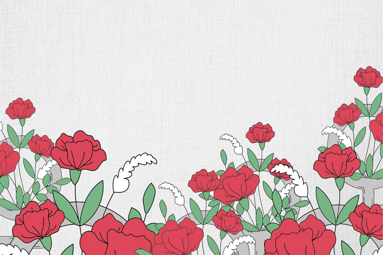 Crveno nacrtano cvijeće originalni podmetači - TenStickers