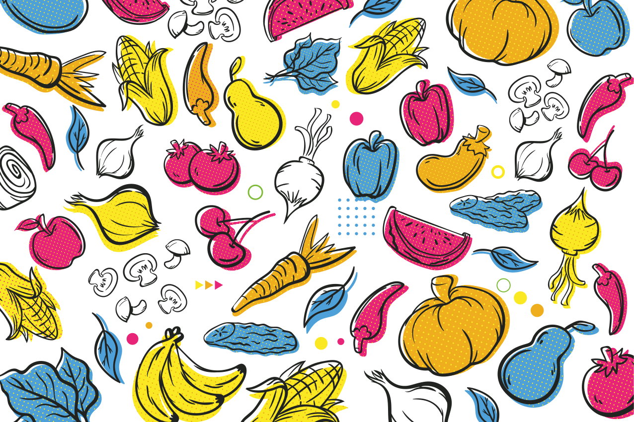 Podmetač izvornik s šarenim povrtnim uzorcima - TenStickers