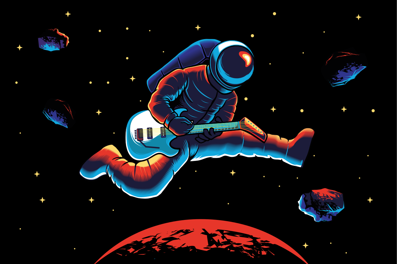 Podmetač izvornik astronaut koji svira gitaru - TenStickers
