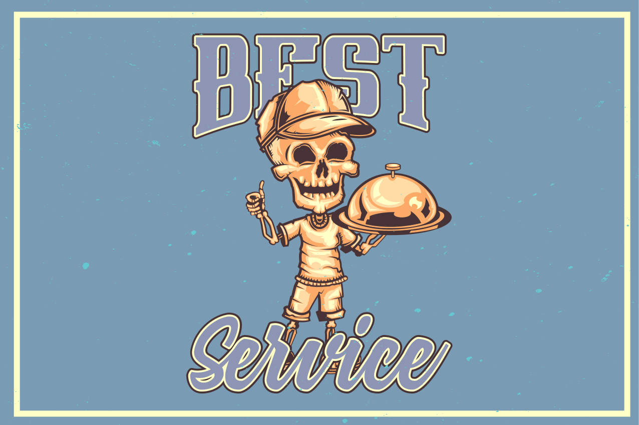 Podmetač izvornik usluga konobara s kosturom - TenStickers