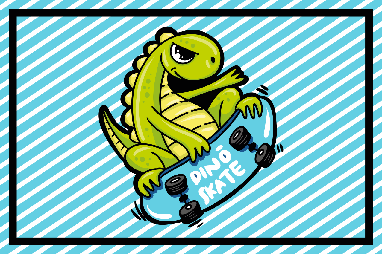 Podmetač djeca dino avantura na skateboardu - TenStickers