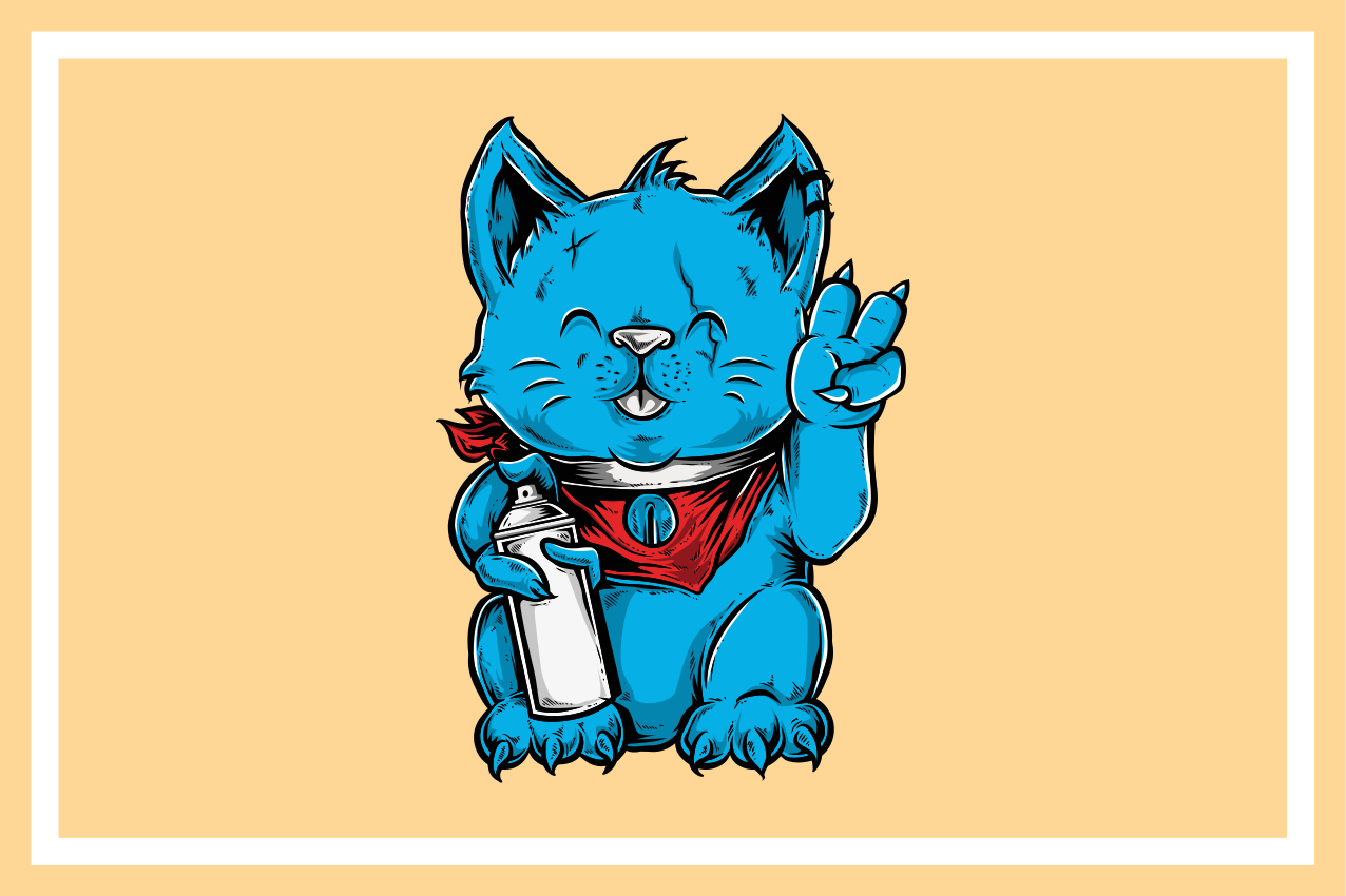 Podmetač djeca vesela plava mačka - TenStickers