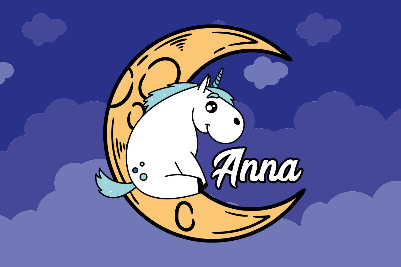 Podmetač djeca jednorog mjesec noć - TenStickers