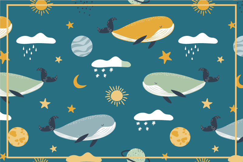 Podmetač djeca kitovi i nebeski uzorci - TenStickers