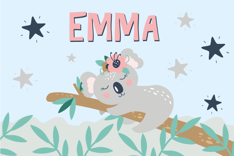 Slatka koala djevojka s imenom djeca podmetači - TenStickers