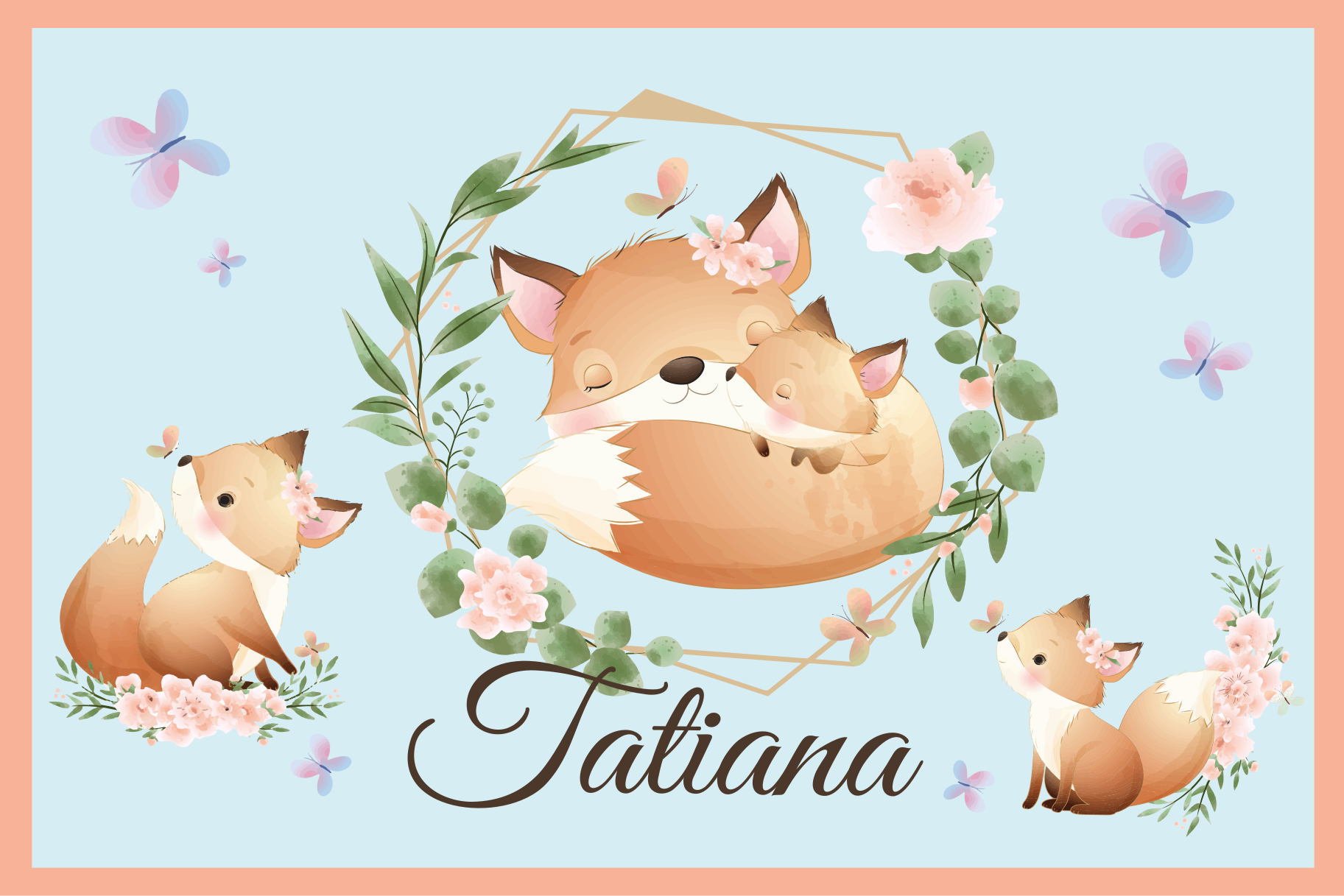 Podmetač djeca obitelj slatkih lisica - TenStickers