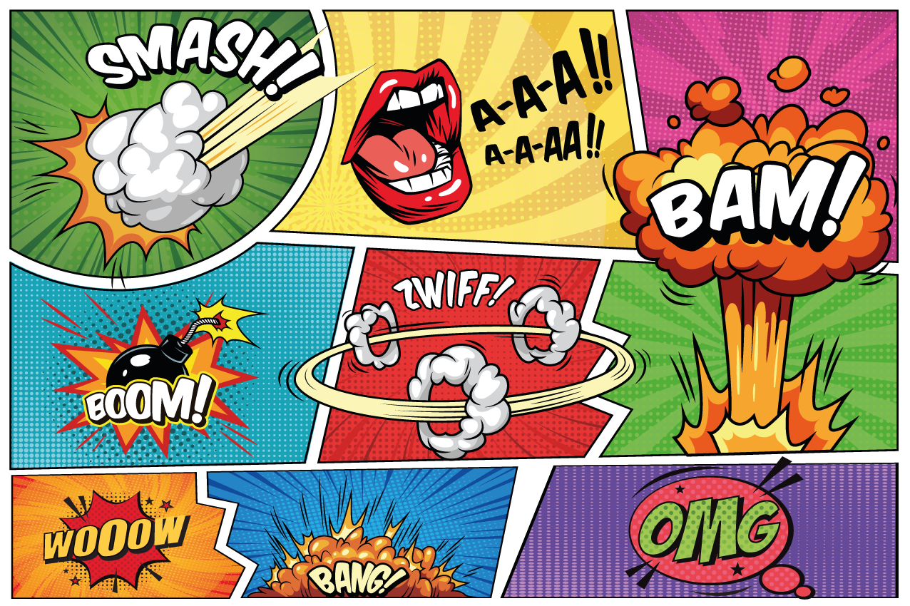 Podmetač izvornik s komičnim govorom u balonima - TenStickers