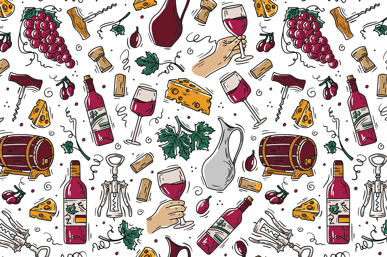 Podmetač izvornik tema vina i sira - TenStickers